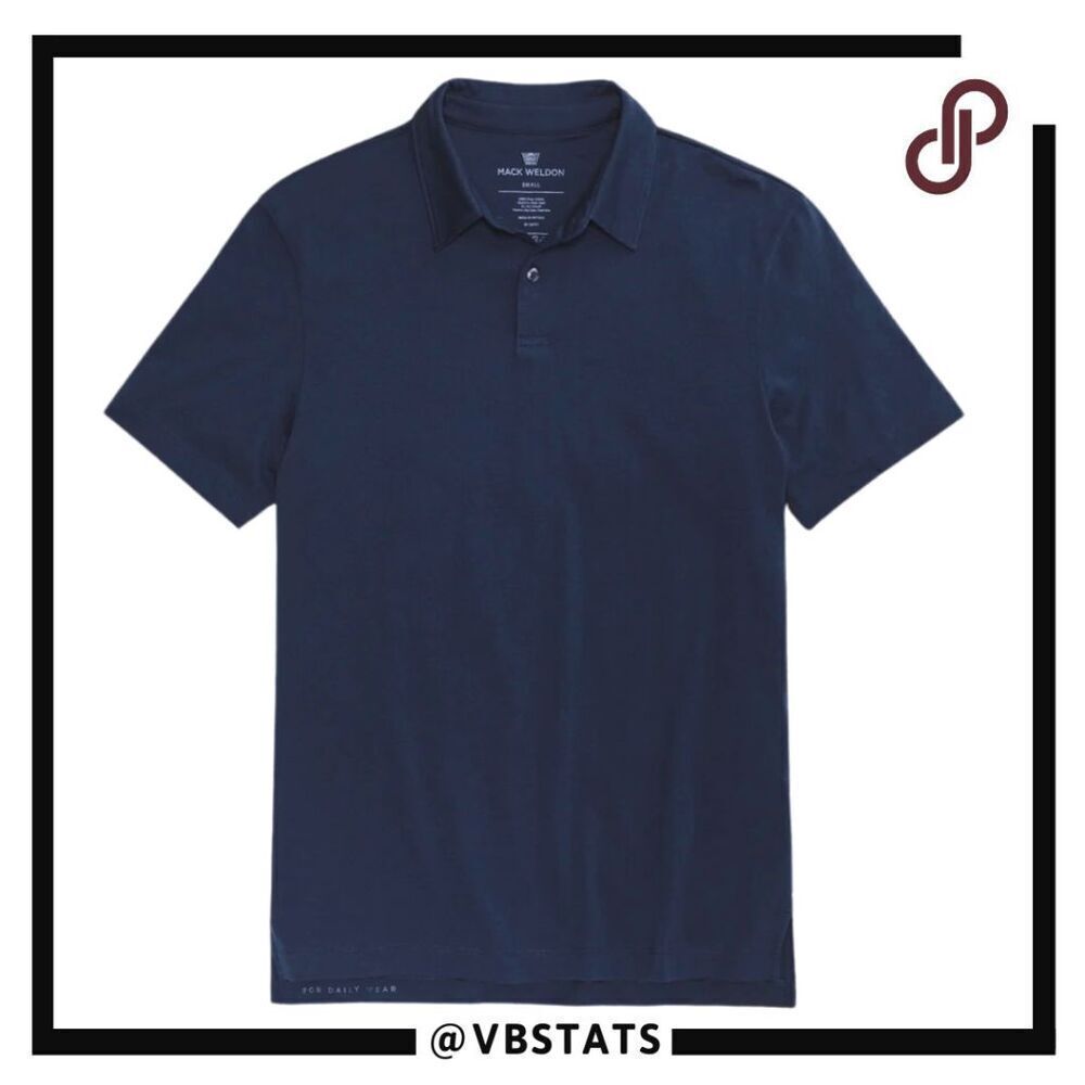 Mack Weldon Men's Short Sleeve Polo Shirt Total Eclipse Blue Size Small